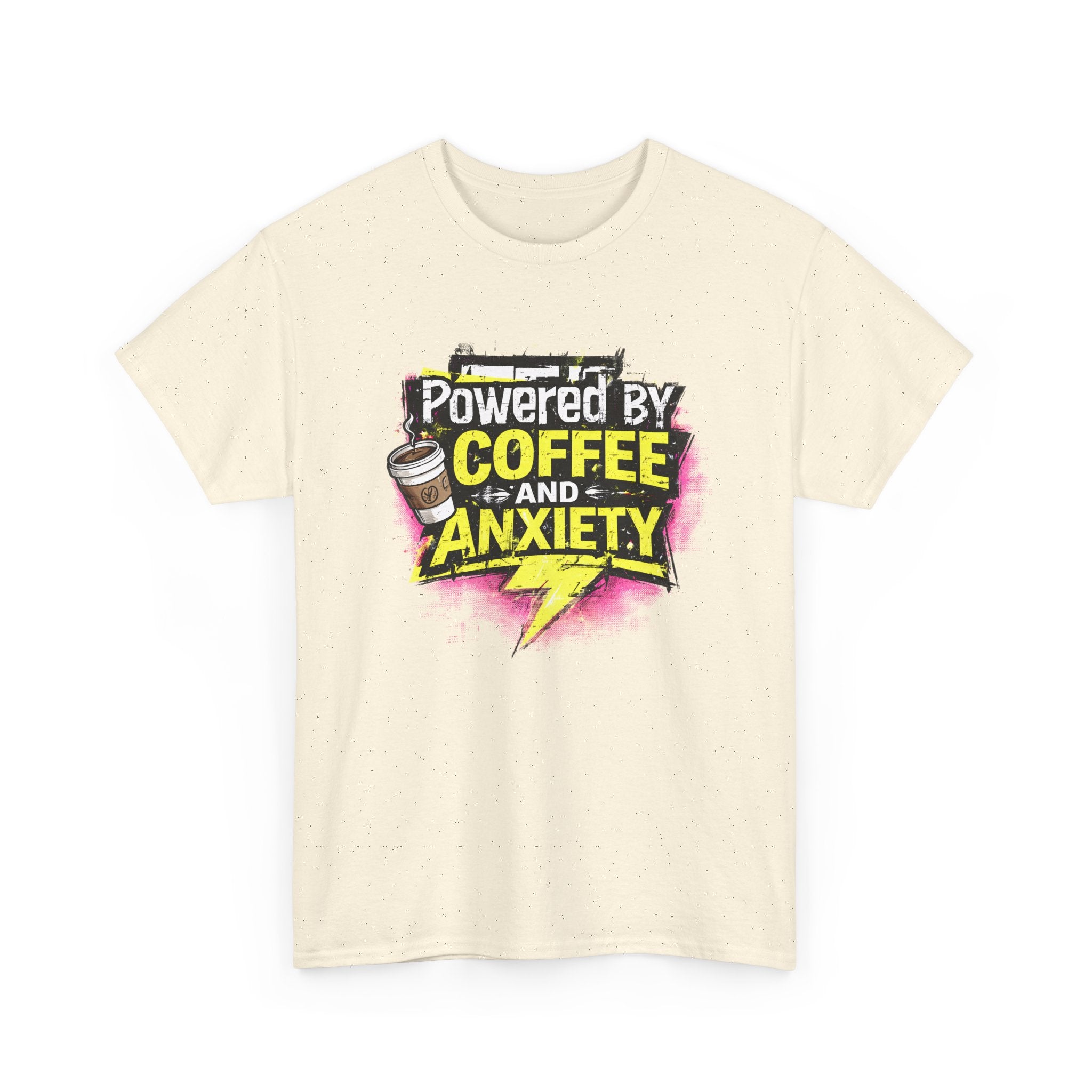 Funny Coffee & Anxiety T-Shirt — "Powered by Coffee and Anxiety" Graphic Tee