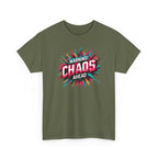 Chaos Ahead Graphic Tee — Warning! Colorful Explosion Design