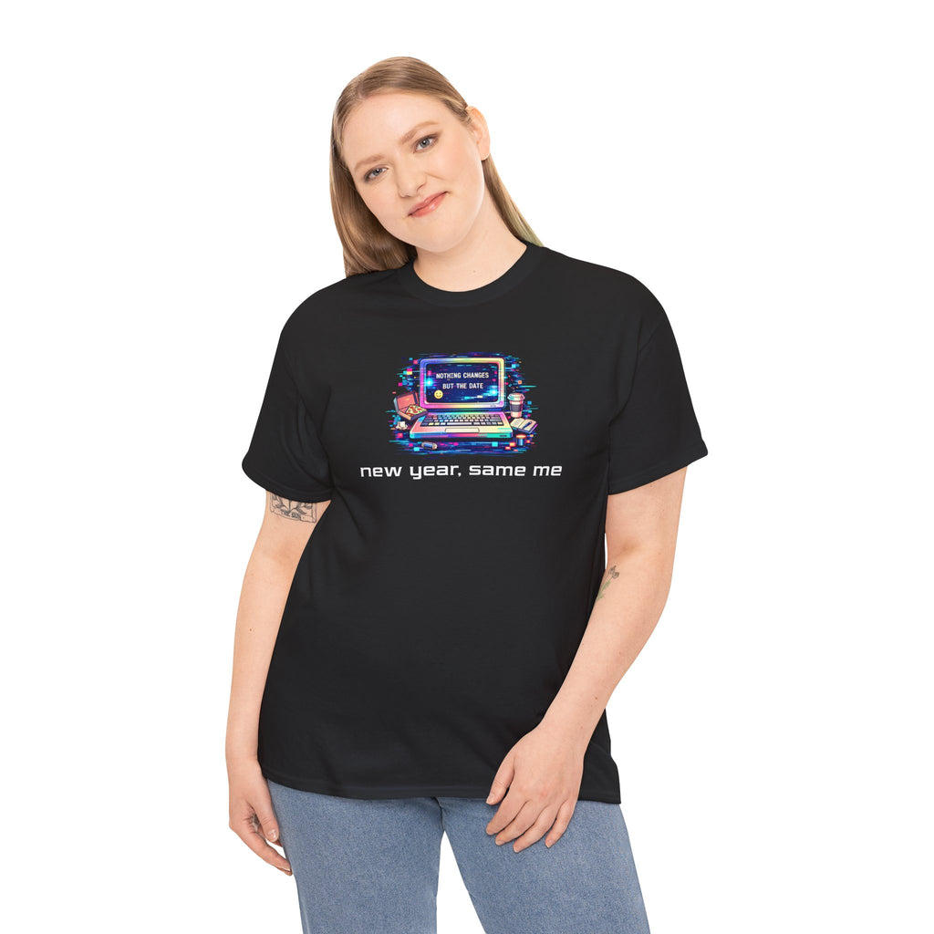 New Year Same Me T‑Shirt — Retro Computer Graphic Tee