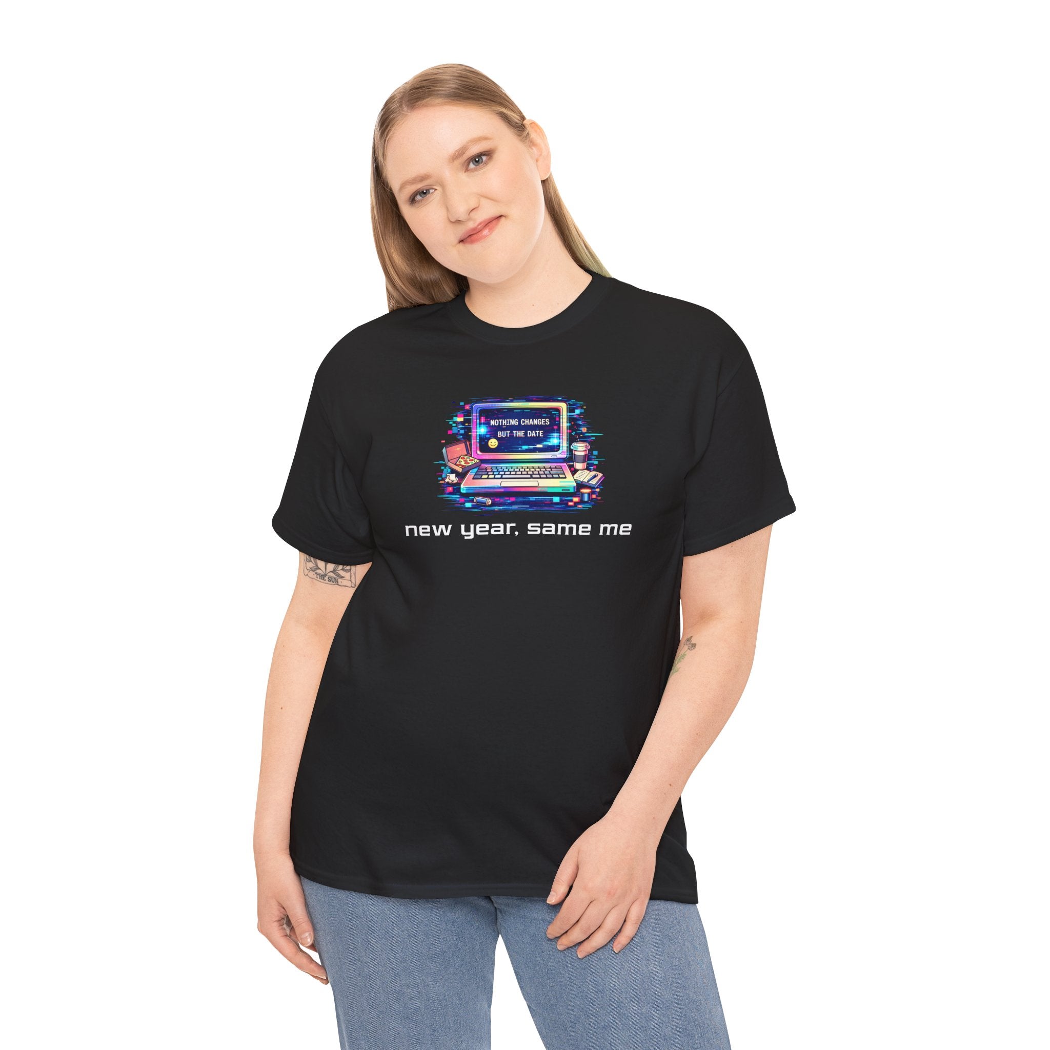 New Year Same Me T‑Shirt — Retro Computer Graphic Tee