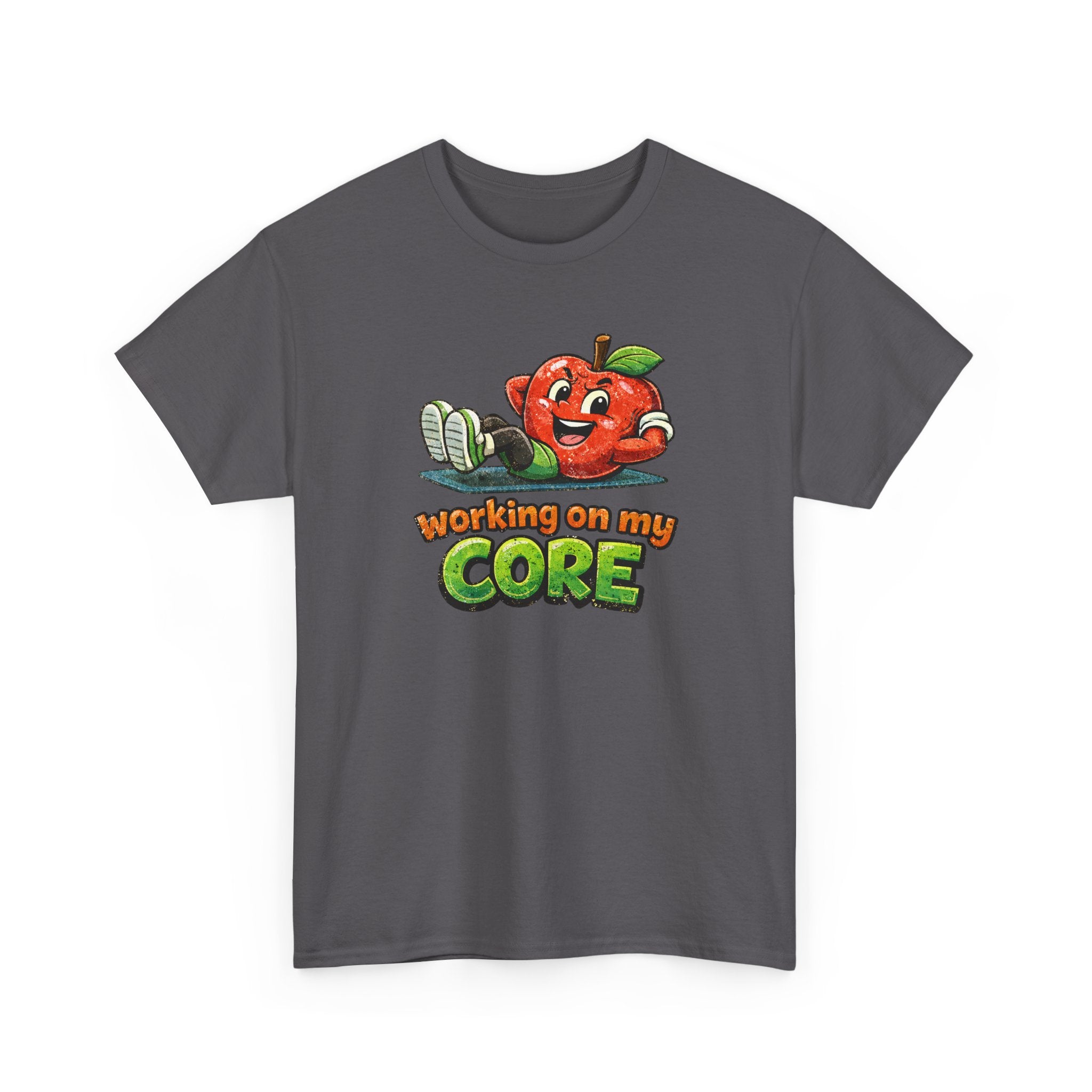 Working on My Core Funny Exercise T-Shirt —  Retro Apple Fitness Tee