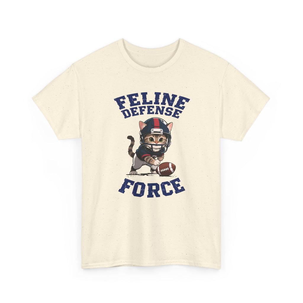 Feline Defense Force T-Shirt — Cute Football Cat Tee for Cat Lovers & Sports Fans