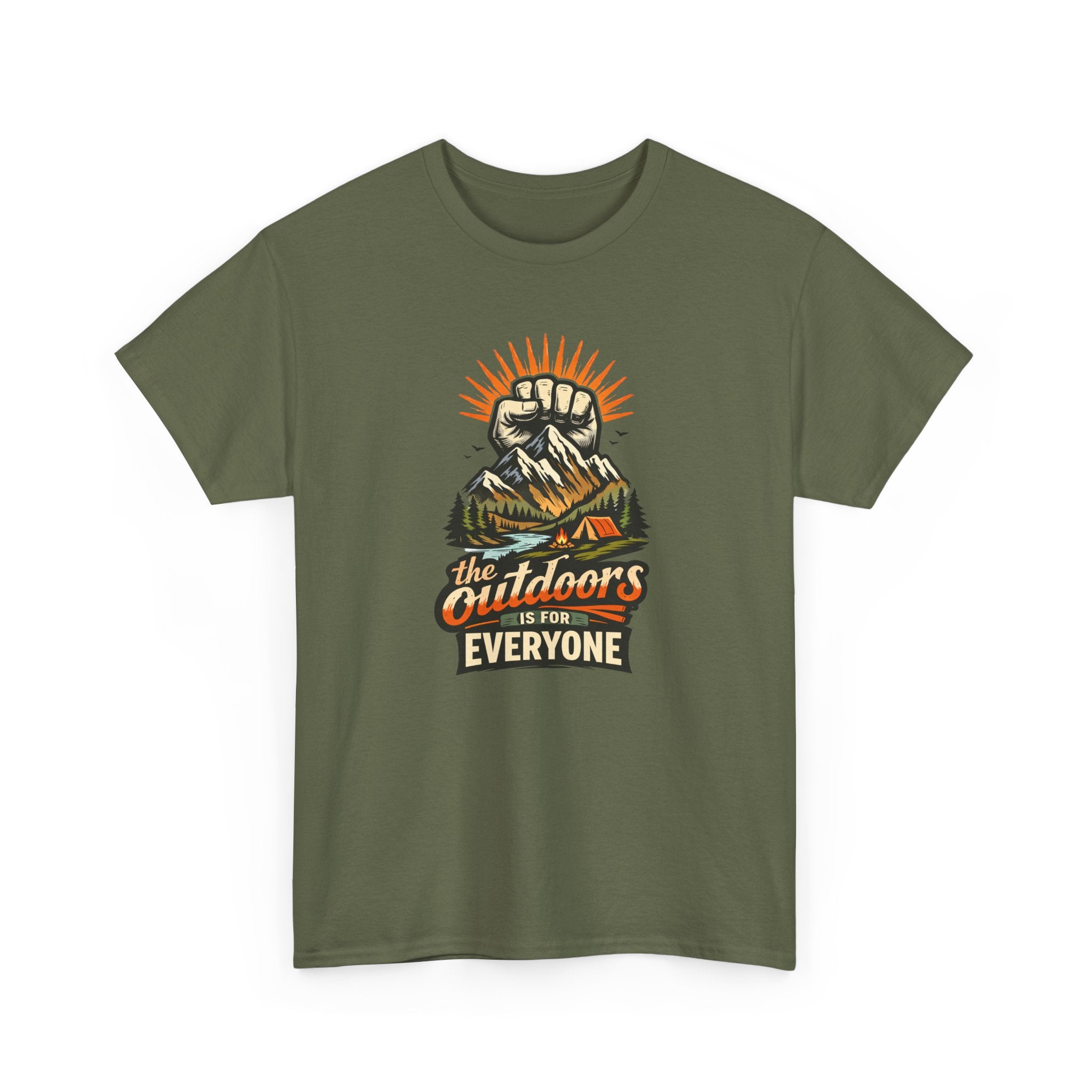 Outdoors for Everyone T-Shirt — Vintage Mountain Fist Camping Tee