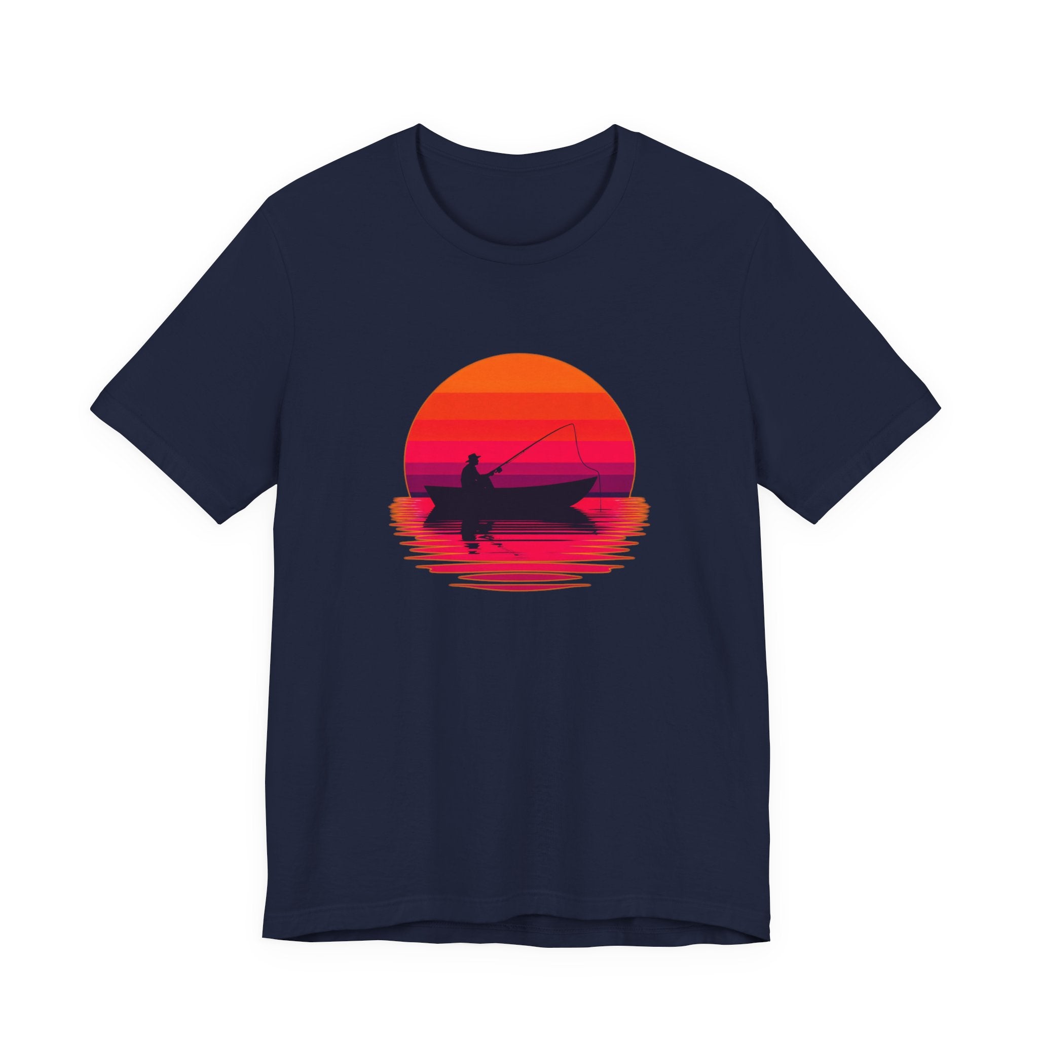 Fishing Sunset T‑Shirt — Retro Sunset Fisherman Boat Tee