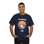 Fishing Lab T-Shirt — Retro Sunset Labrador Fishing Tee for Dog Lovers