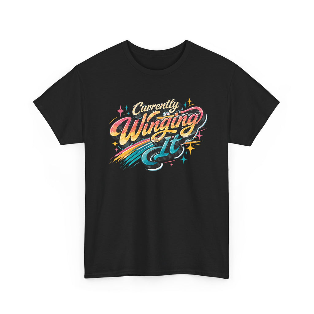 Currently Winging It Graphic Tee — Retro Script Casual Shirt
