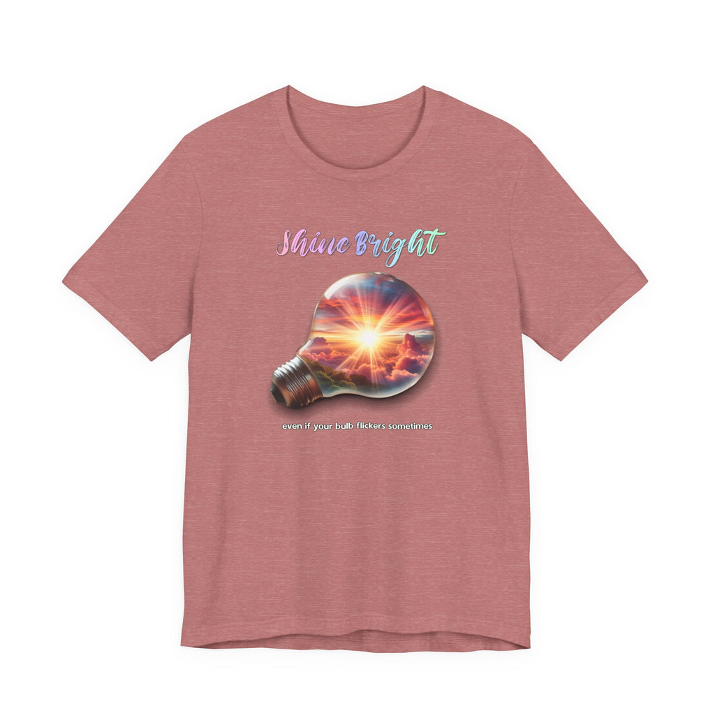 Shine Bright Lightbulb Graphic Tee — Inspirational Sunrise Design