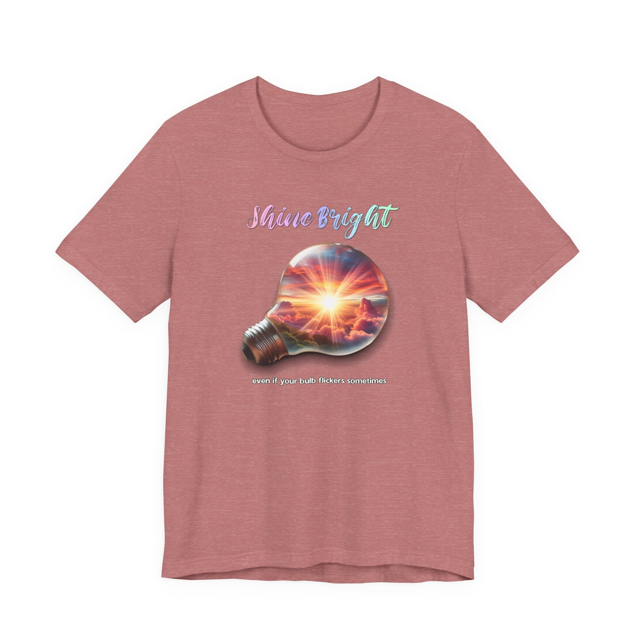Shine Bright Lightbulb Graphic Tee — Inspirational Sunrise Design