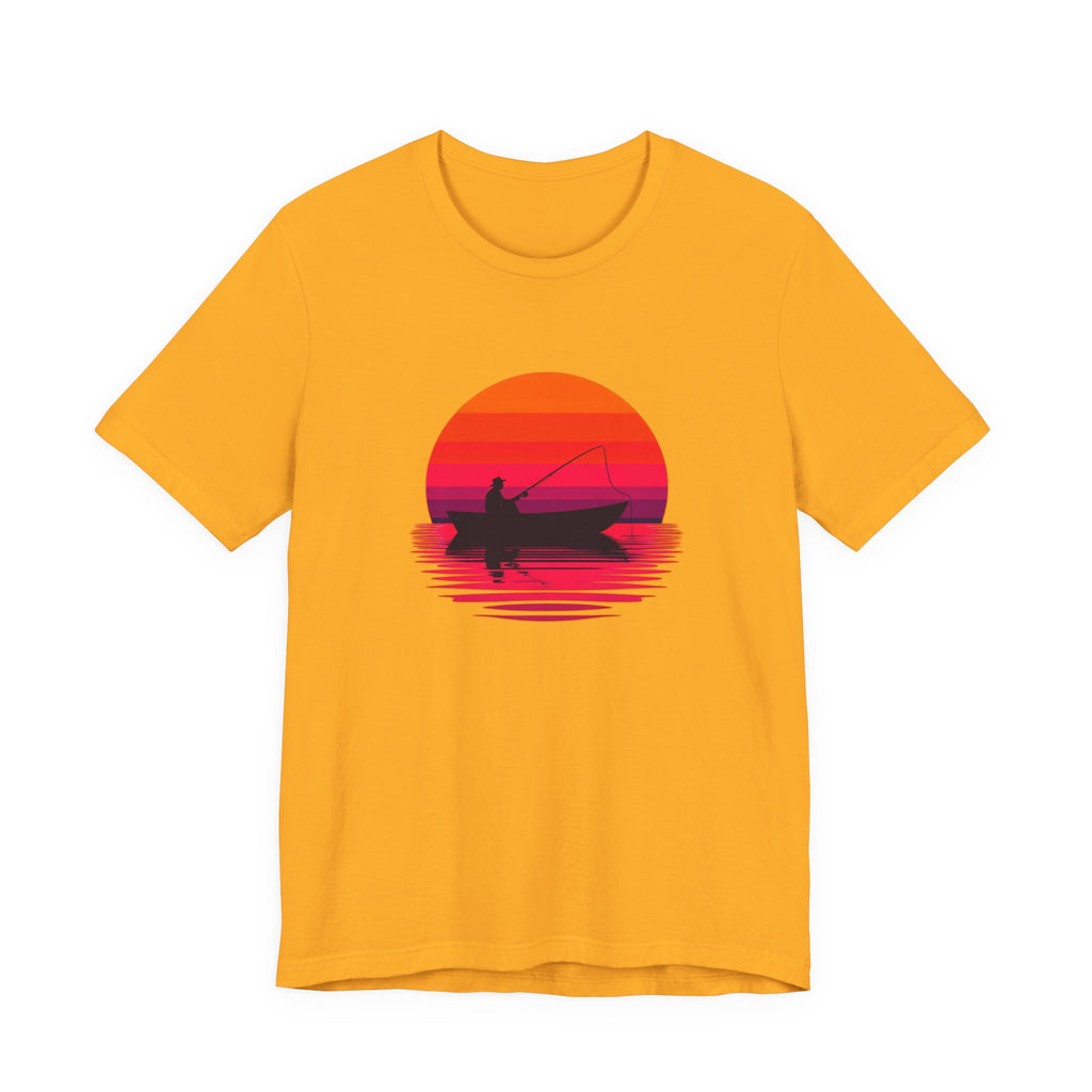 Fishing Sunset T‑Shirt — Retro Sunset Fisherman Boat Tee