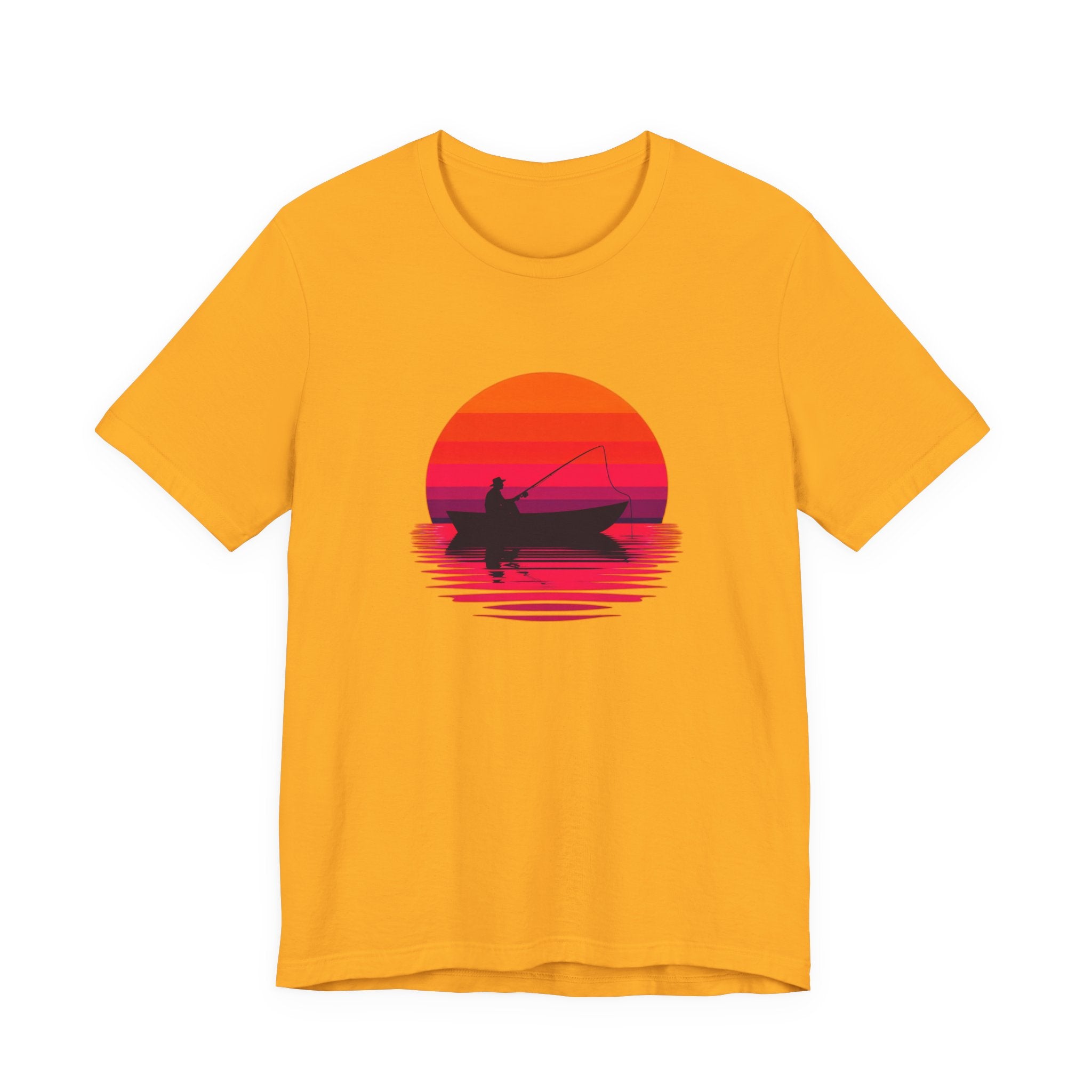 Fishing Sunset T‑Shirt — Retro Sunset Fisherman Boat Tee