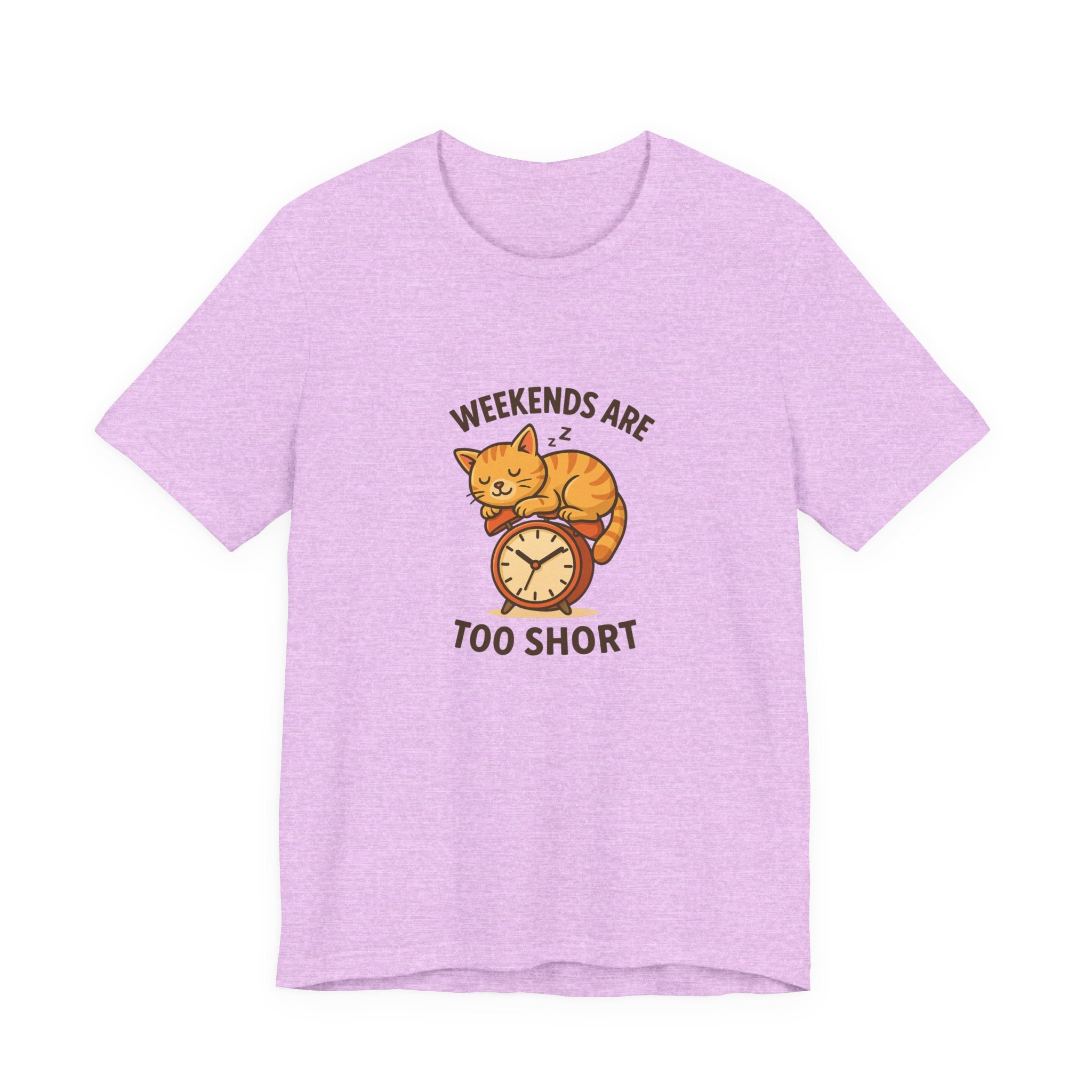 Weekend Are Too Short Cat T-Shirt — "Weekends Are Too Short" Cute Cat on Clock Tee