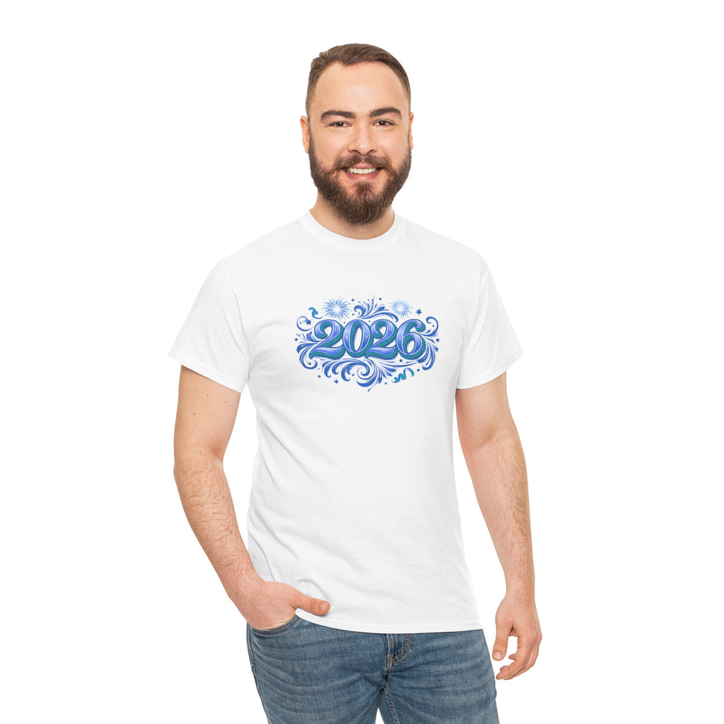 2026 Decorative Script Tee — New Year Celebration T-Shirt