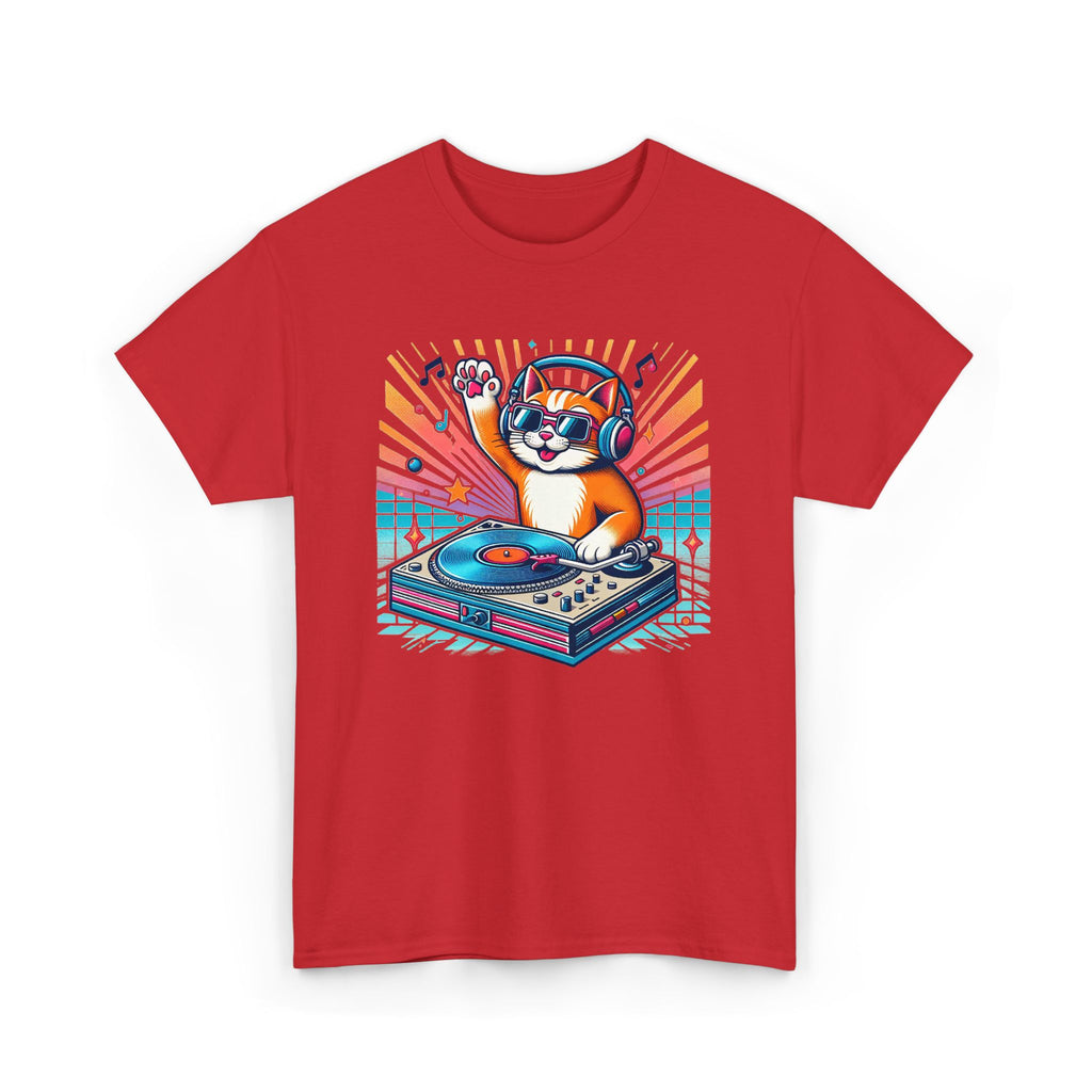 DJ Cat Turntable T-Shirt — Retro Music Cat Graphic Tee