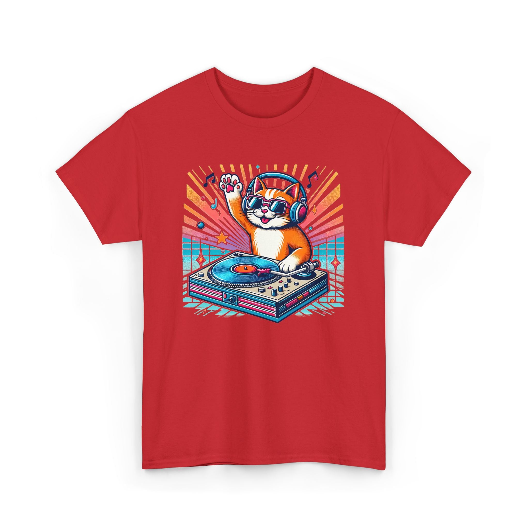 DJ Cat Turntable T-Shirt — Retro Music Cat Graphic Tee