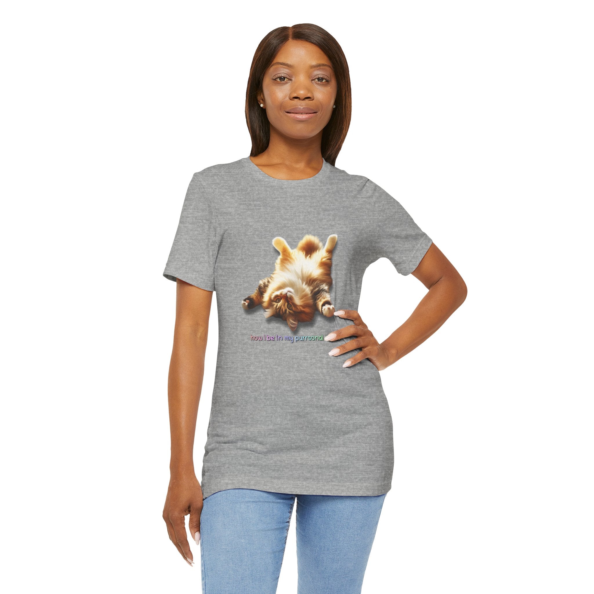 Cat Nap T‑Shirt — "How I Be In My Purrsonal Space" Cute Relaxed Cat Graphic Tee