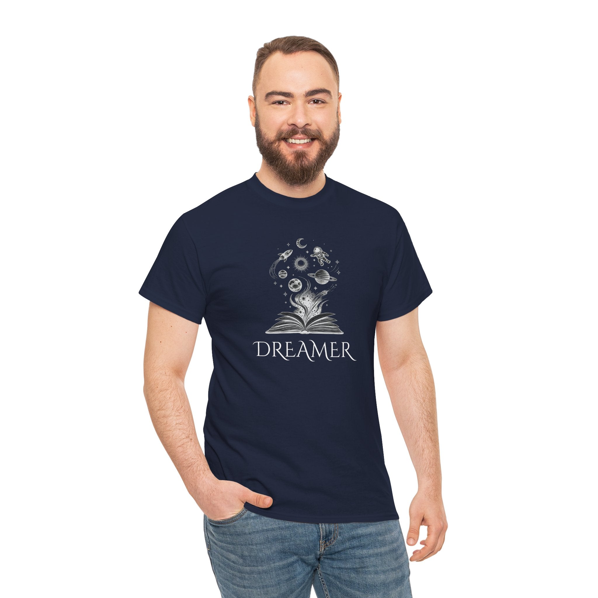 Dreamer T‑Shirt — Illustrated Book & Space Design