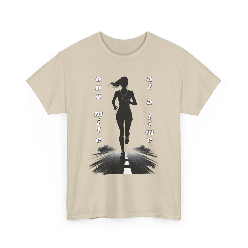 Woman Running Silhouette T‑Shirt – One Mile At A Time Graphic Tee