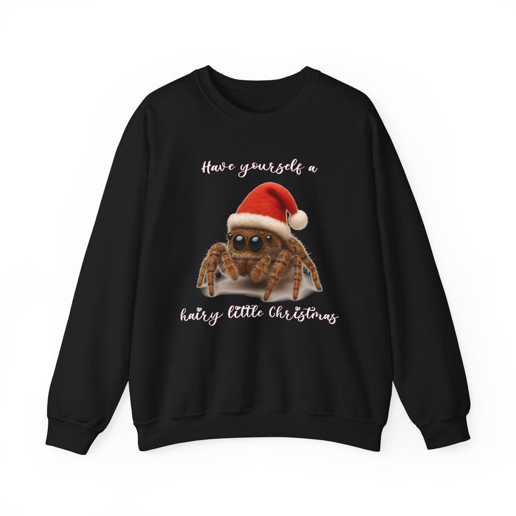 Cute Jumping Spider Christmas Sweatshirt – "Have yourself a hairy little Christmas"