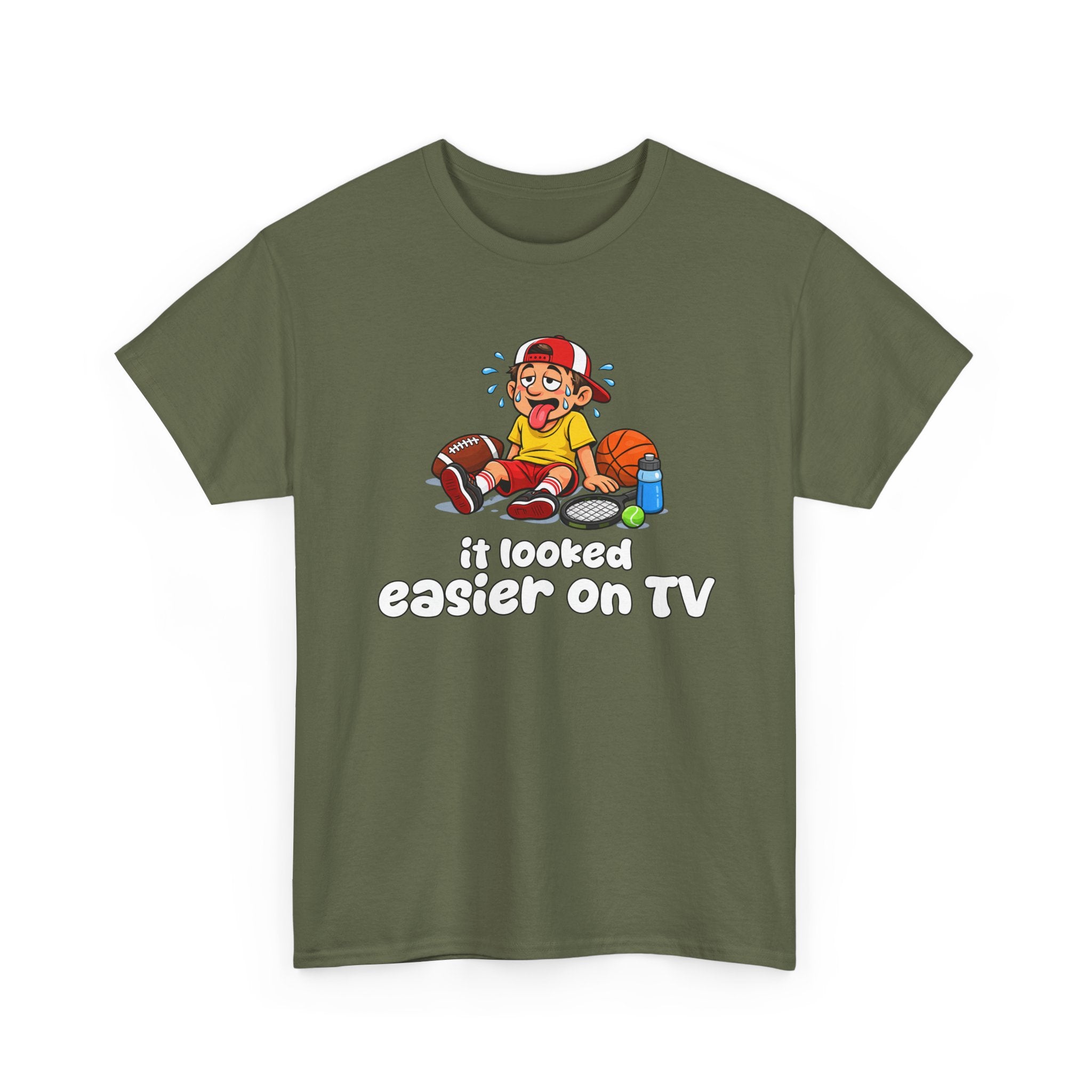 'It Looked Easier on TV' Funny Athletic Sports Fan Graphic T Shirt