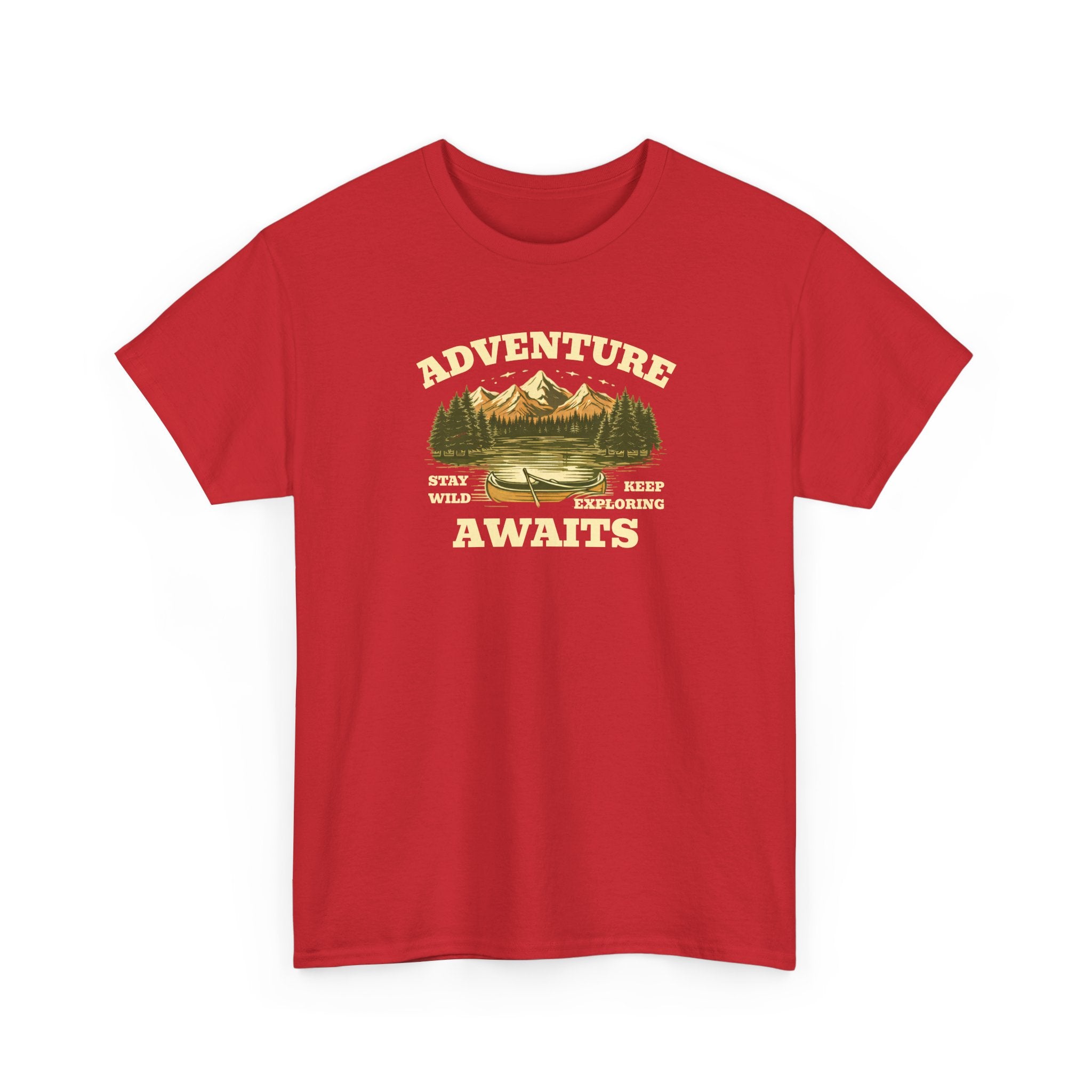 Adventure Awaits T-Shirt — Vintage Mountain Canoe Graphic Tee