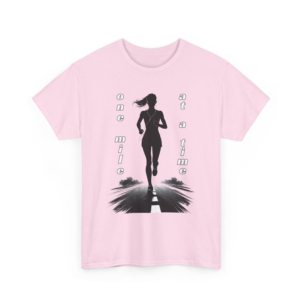 Woman Running Silhouette T‑Shirt – One Mile At A Time Graphic Tee