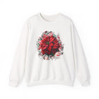 Poinsettia Wreath Crewneck Sweatshirt — Holiday Floral Christmas Sweater