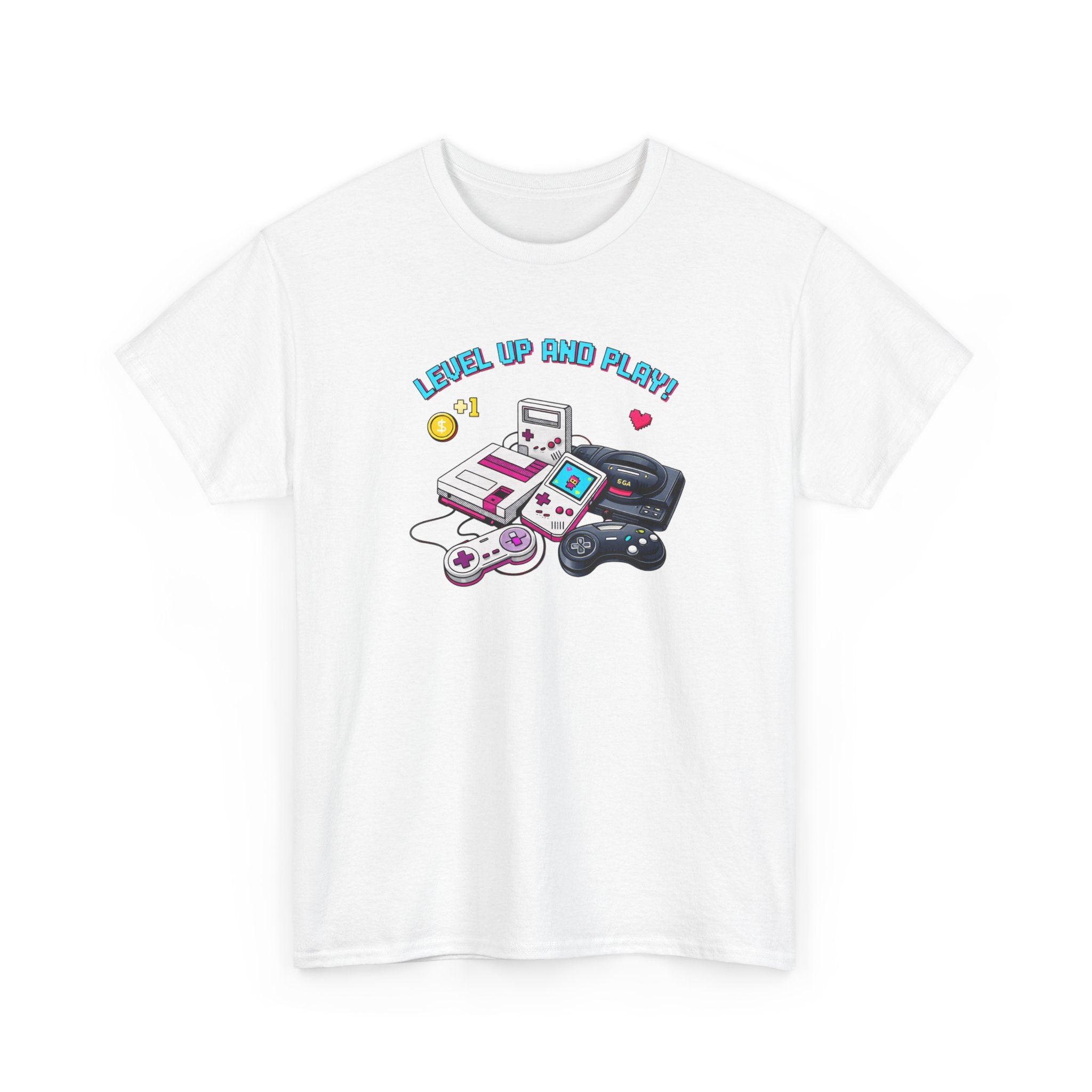 Level Up Retro Gaming T‑Shirt — Vintage Game Console Graphic Tee
