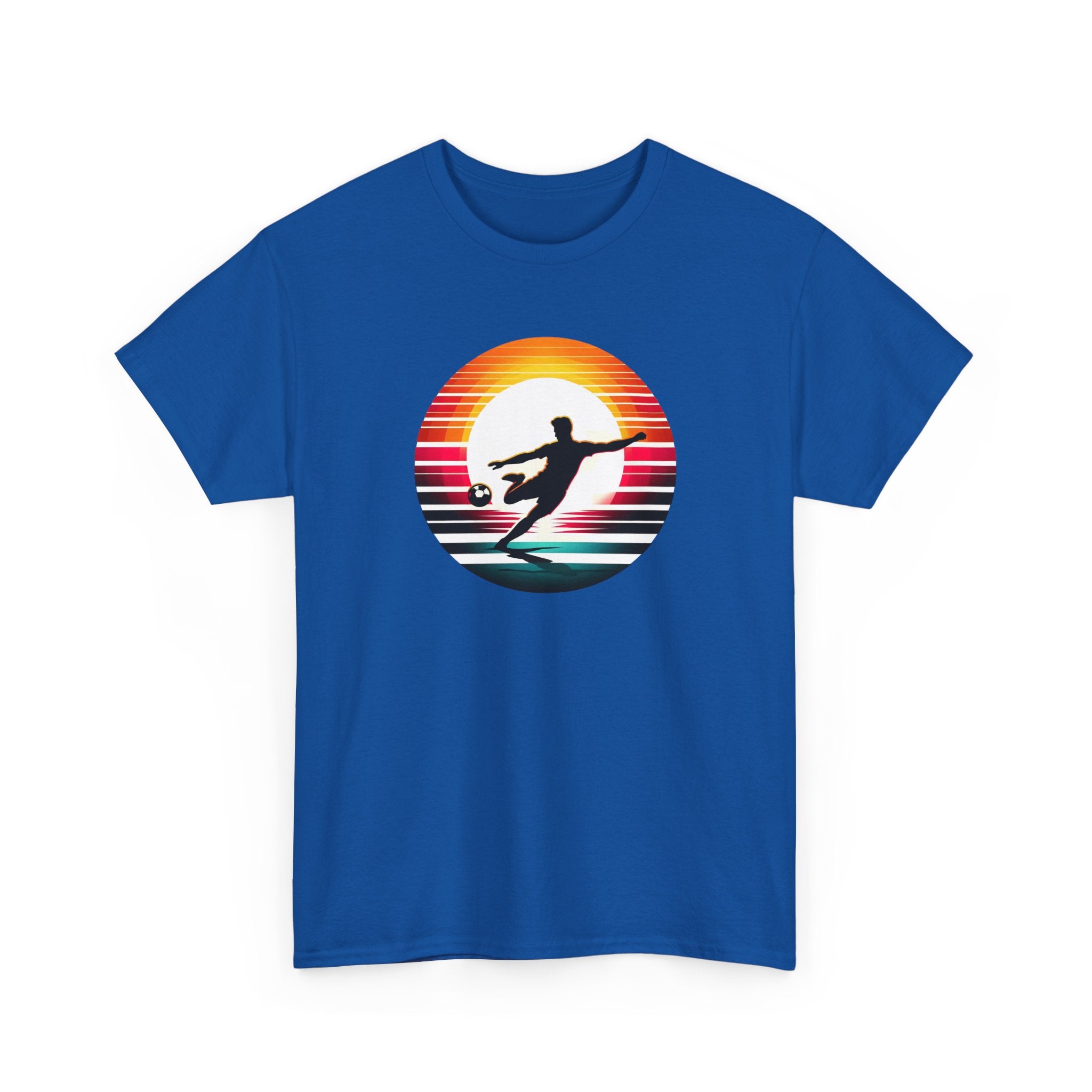 Football Soccer Silhouette Tee — Retro Sunset Soccer T-Shirt