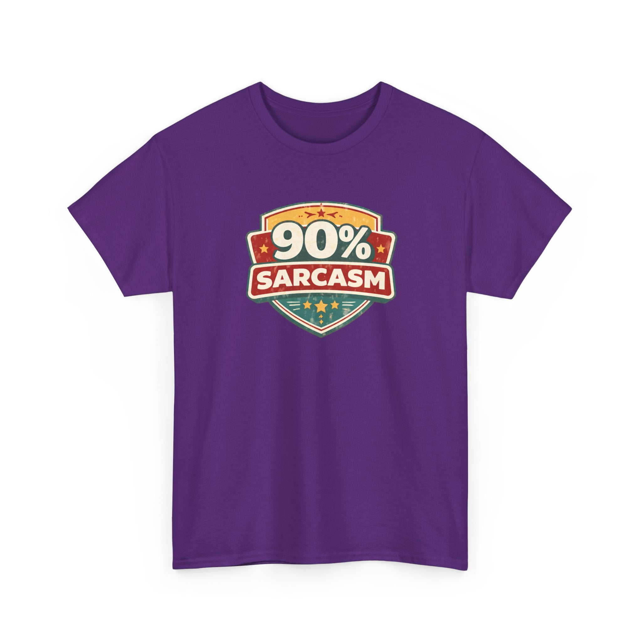 90% Sarcasm T-Shirt — Funny Retro Badge Graphic Tee for Sarcastic Humor
