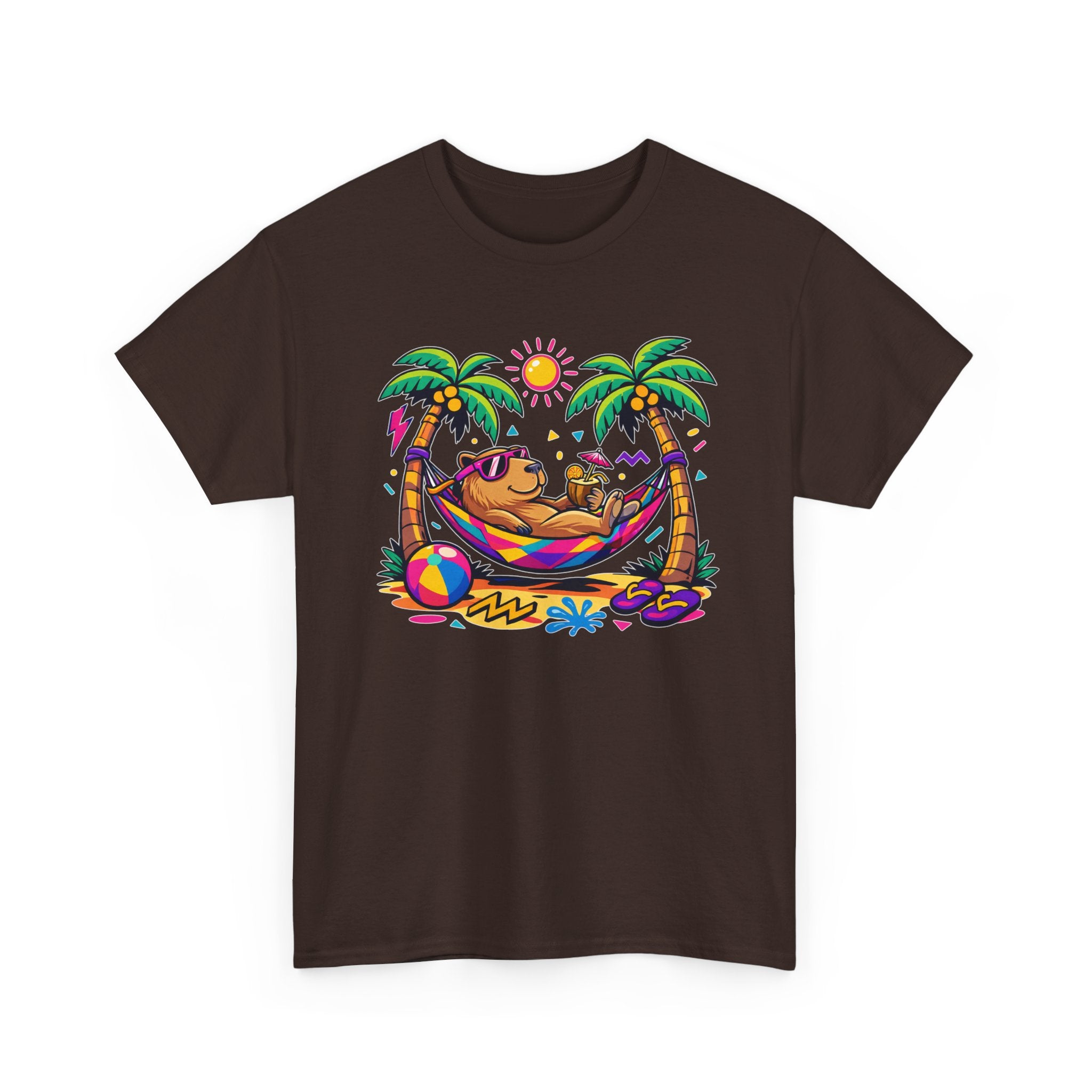 Beach Capybara Hammock T‑Shirt — Tropical Summer Vibes Graphic Tee