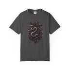 Snake Crest T-Shirt — Gothic Serpent Floral Graphic Tee
