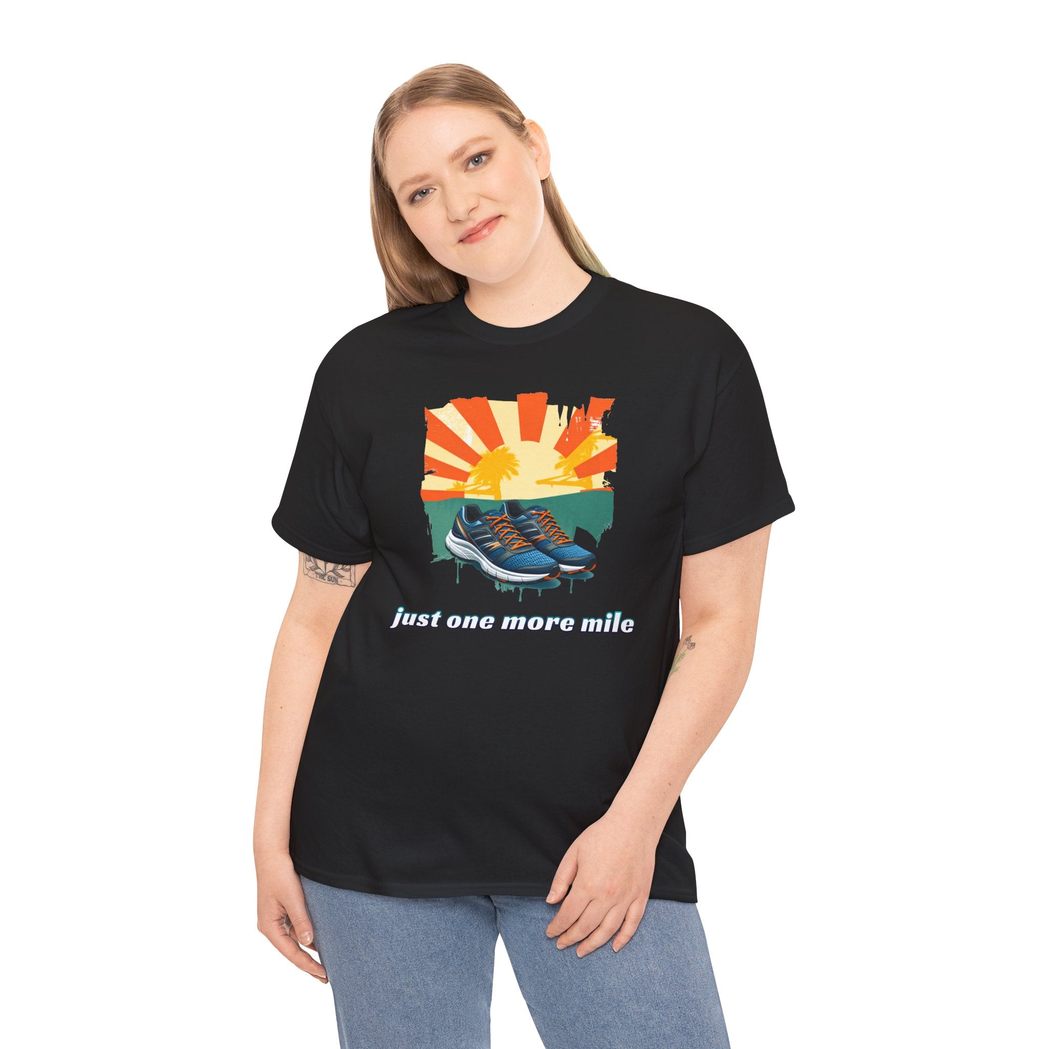 Running Tee — "Just One More Mile" Sunrise Graphic Shirt