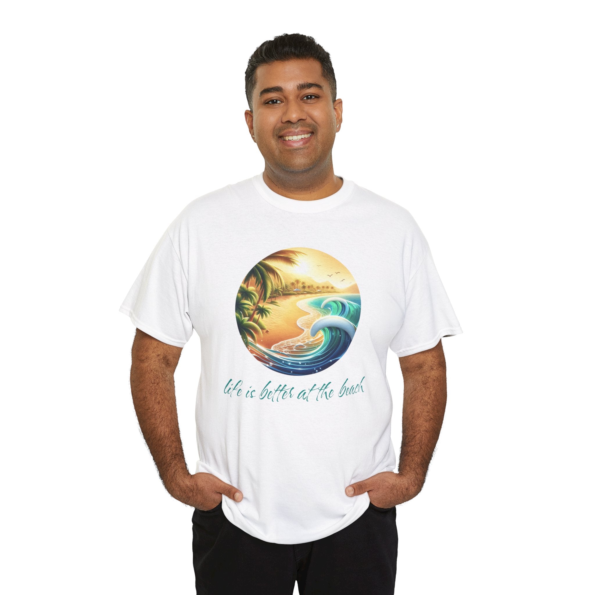 Beach Sunset T-Shirt — "Life Is Better at the Beach" Surf Graphic Tee