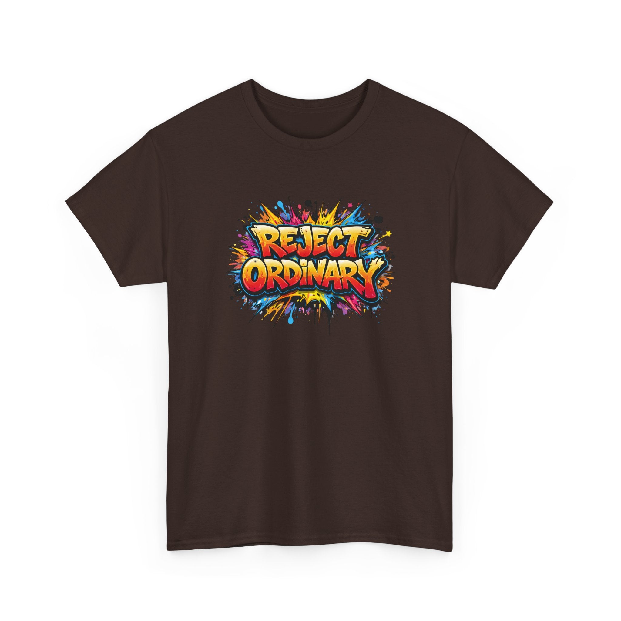 Reject Ordinary T-Shirt — Bold Colorful Graphic Tee for Creative Rebels