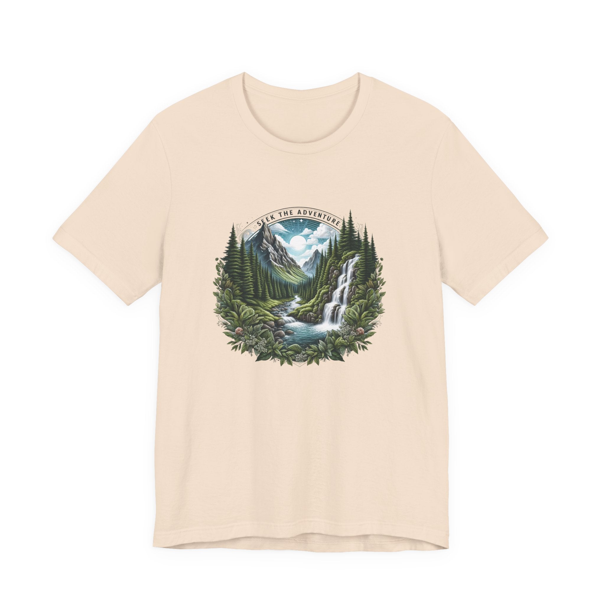 Nature Adventure T-Shirt — Mountain Waterfall Forest Graphic Tee