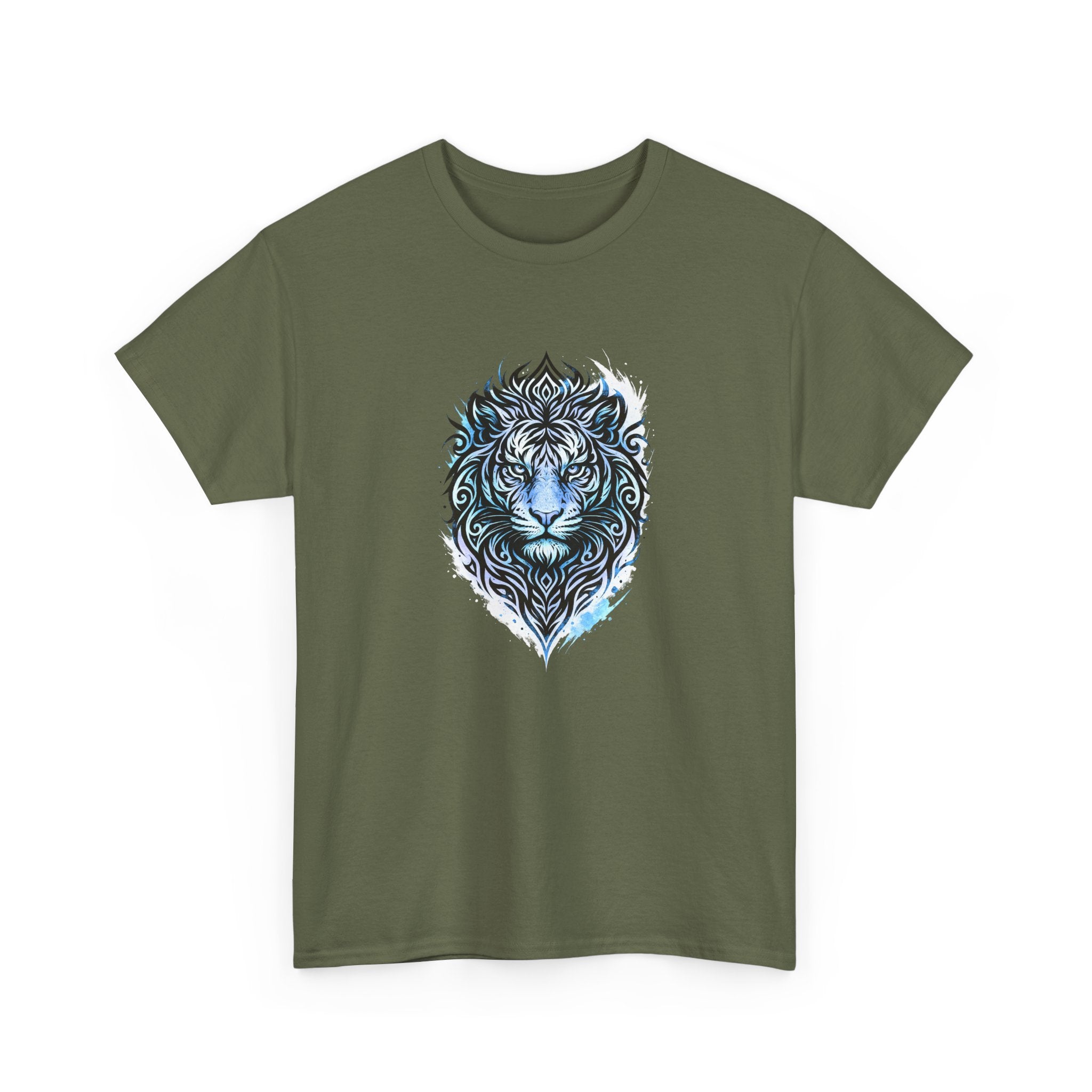 Tiger T-Shirt — Intricate Blue And White Tiger Graphic Tee