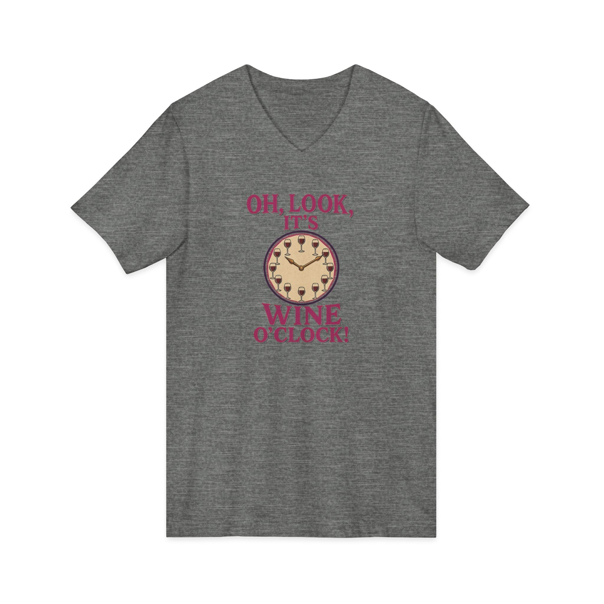 Wine O'Clock V-Neck Tee — Funny Wine Lover Shirt