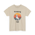 Fishing Lab T-Shirt — Retro Sunset Labrador Fishing Tee for Dog Lovers
