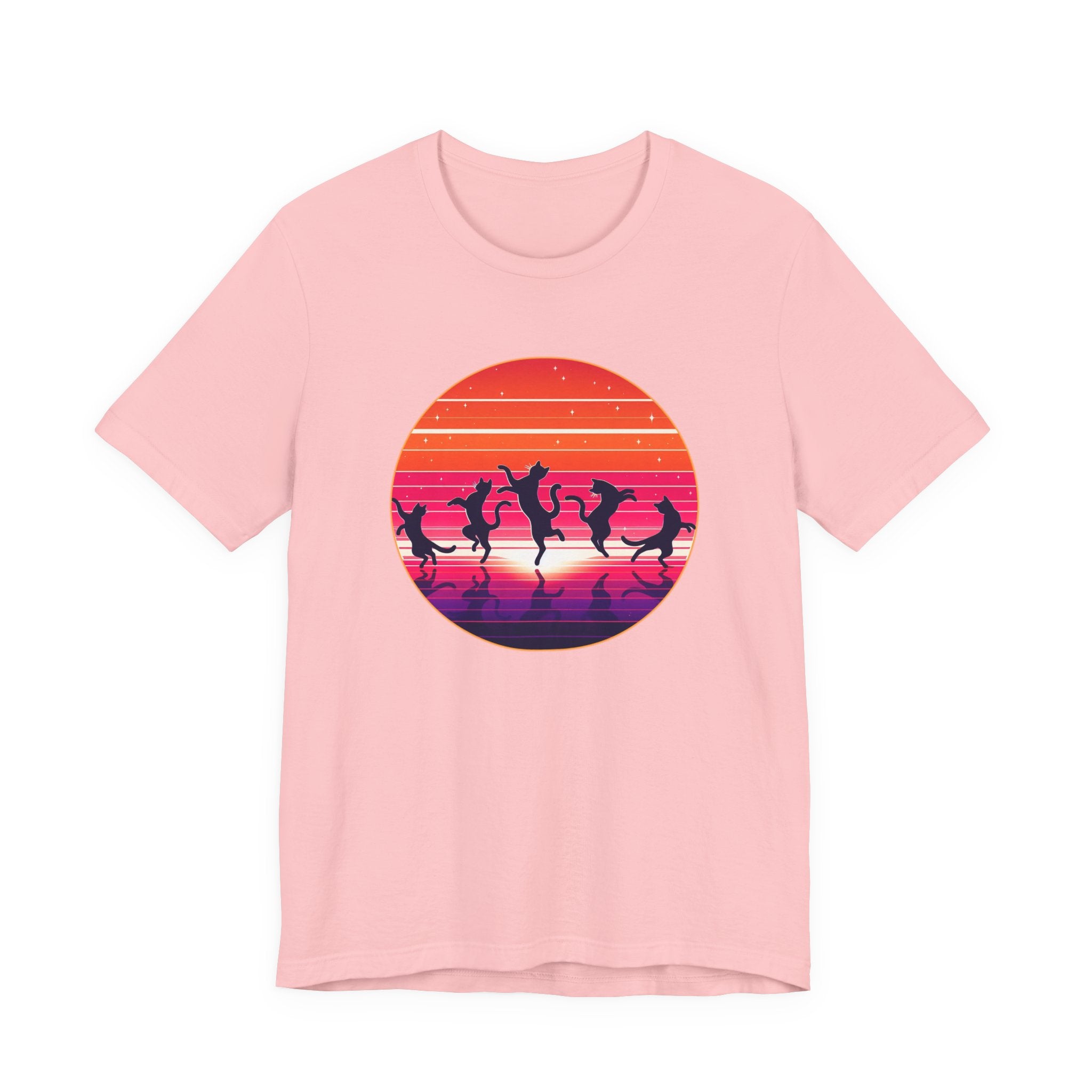 Retro Sunset Dancing Cats T-Shirt