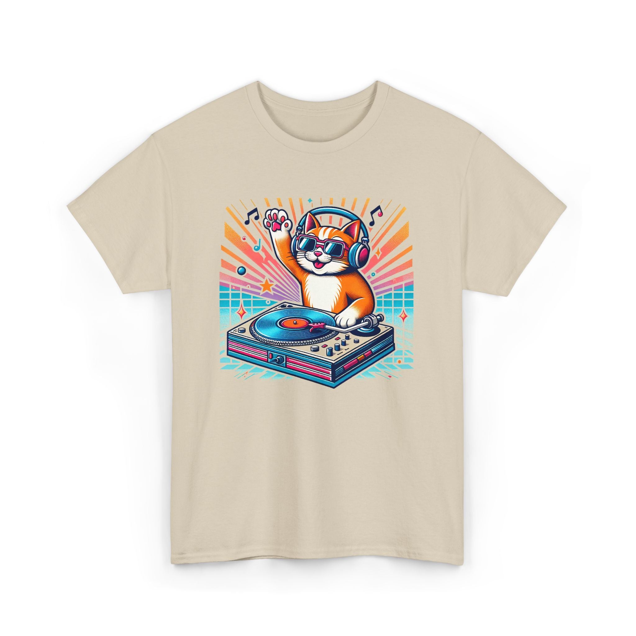 DJ Cat Turntable T-Shirt — Retro Music Cat Graphic Tee