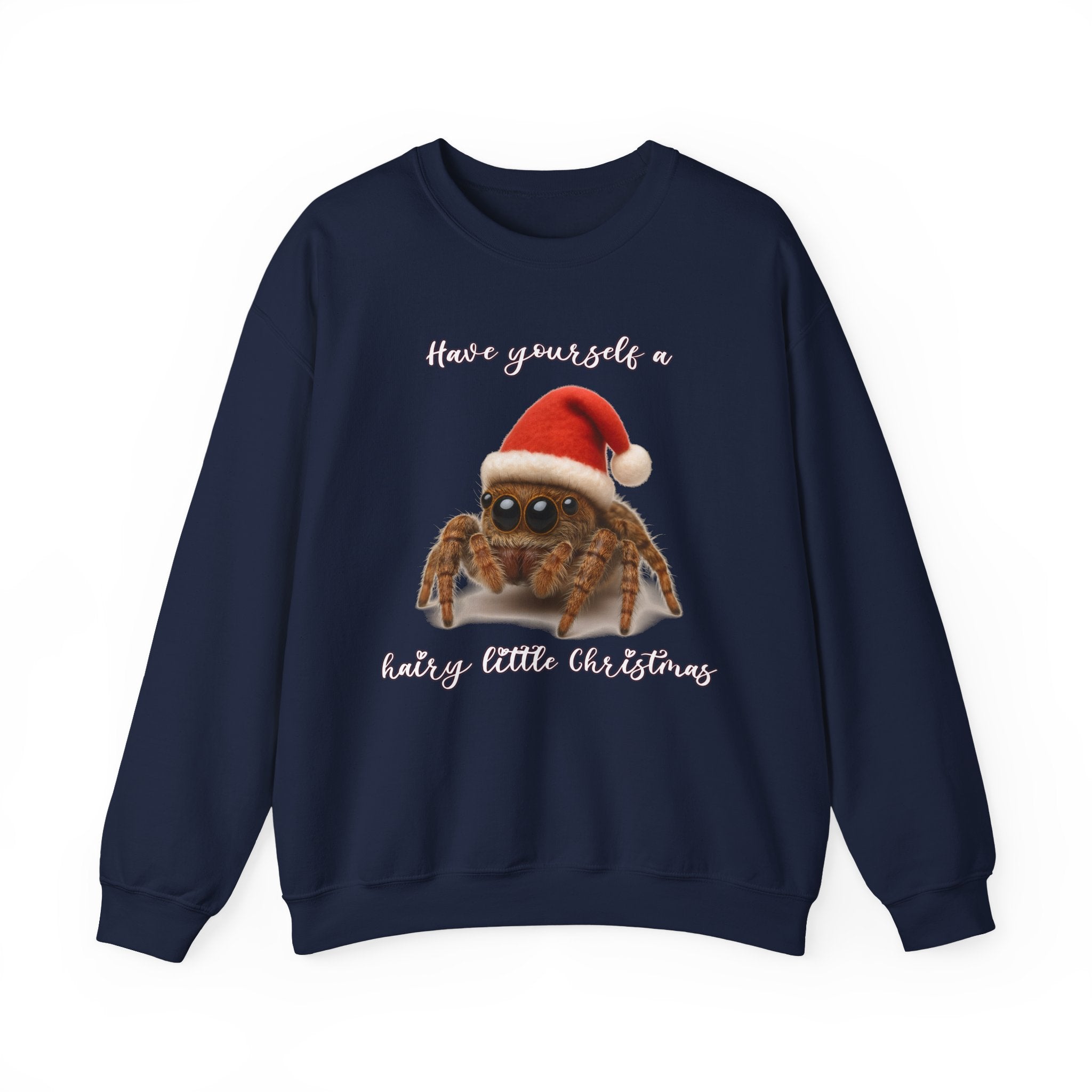 Cute Jumping Spider Christmas Sweatshirt – "Have yourself a hairy little Christmas"