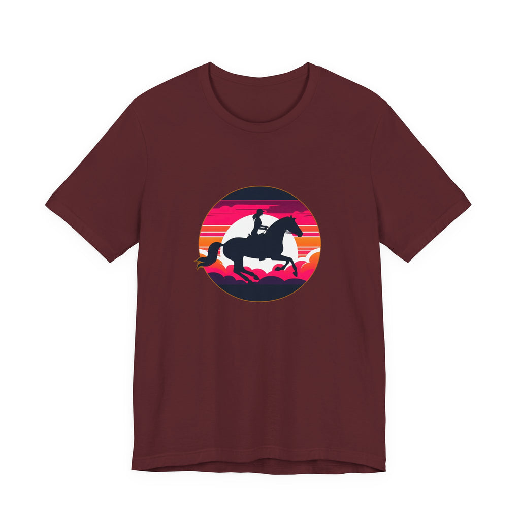 Woman Horse Riding Retro Sunset Tee