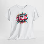 Chaos Ahead Graphic Tee — Warning! Colorful Explosion Design