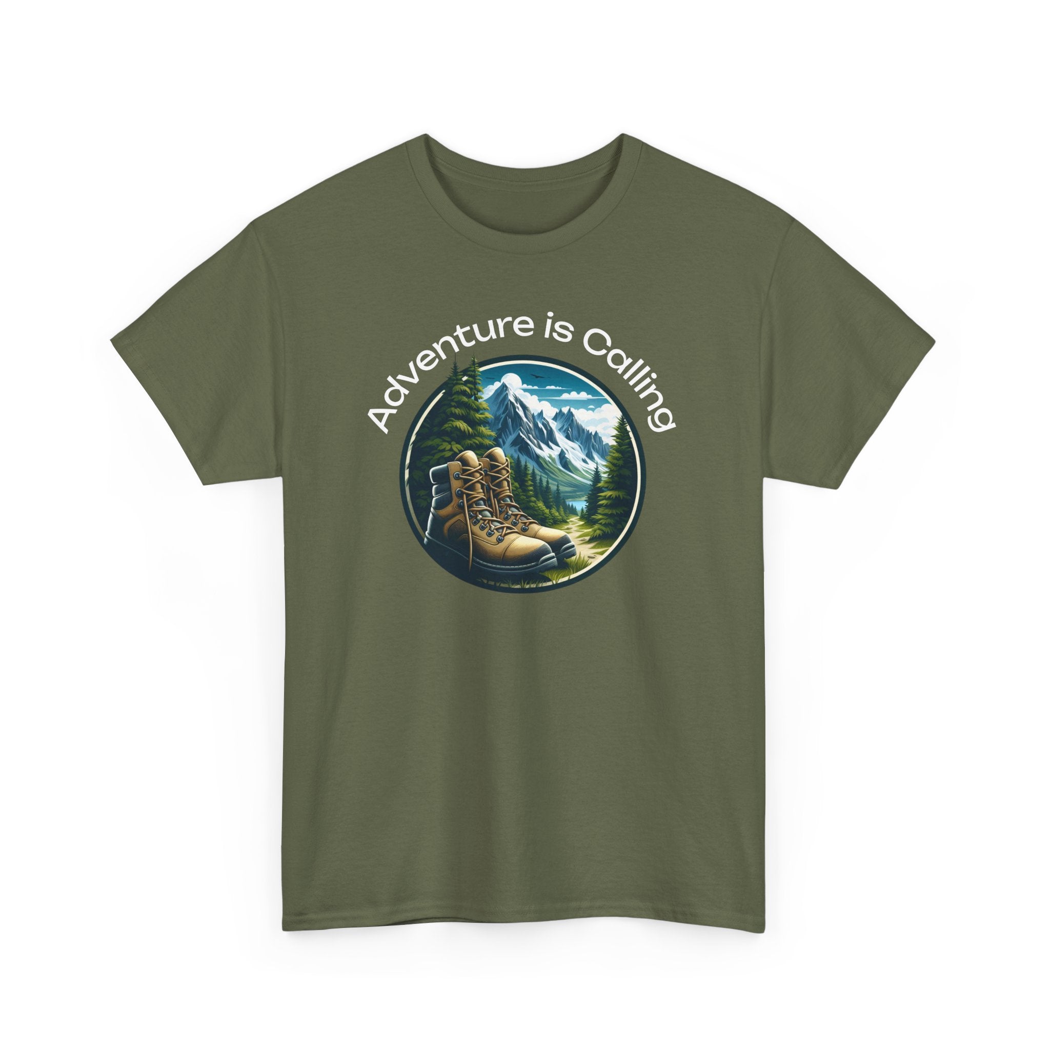 Adventure Is Calling Hiking T‑Shirt — Mountain Boots Outdoor Tee