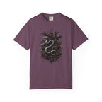 Snake Crest T-Shirt — Gothic Serpent Floral Graphic Tee