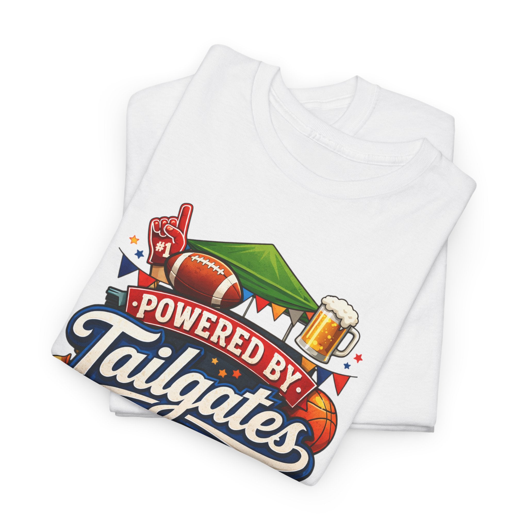 Powered By Tailgates T‑Shirt - Graphic Tee For Sports Fans