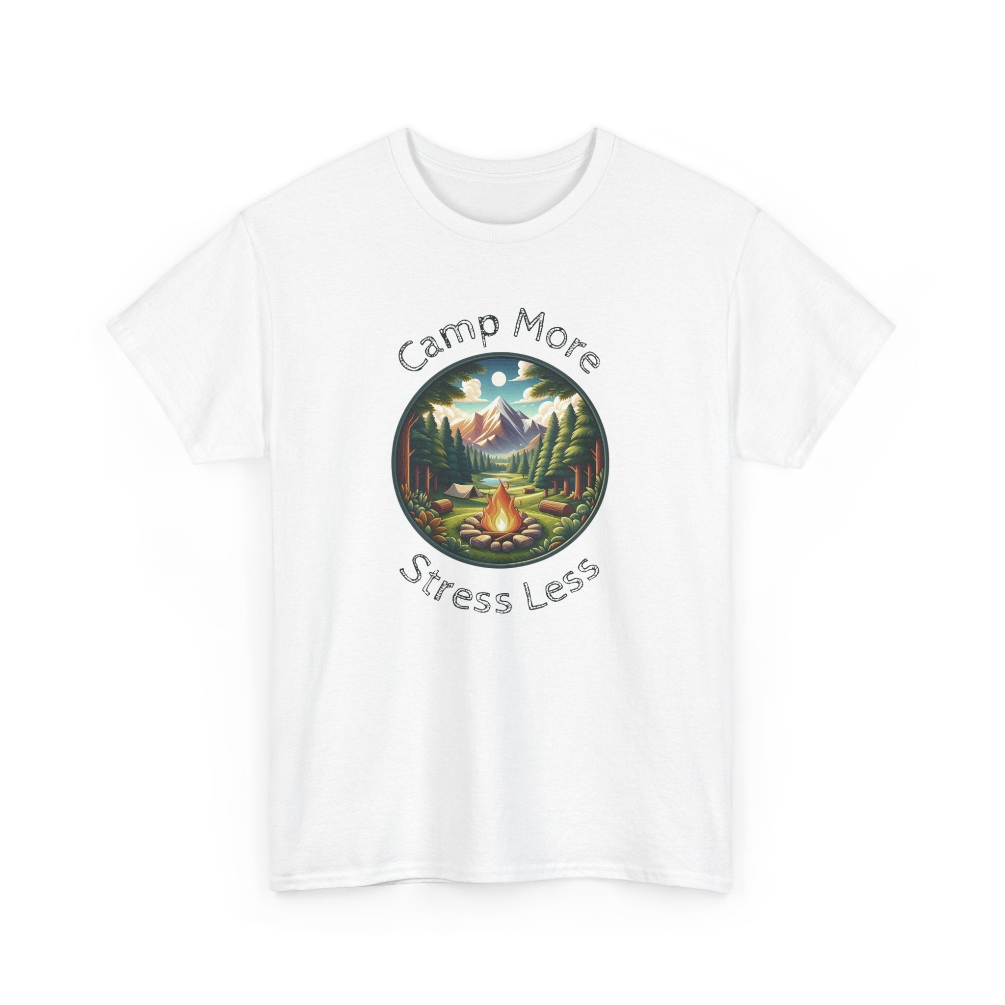 Camp More Stress Less T-Shirt — Outdoor Camping Nature Graphic Tee