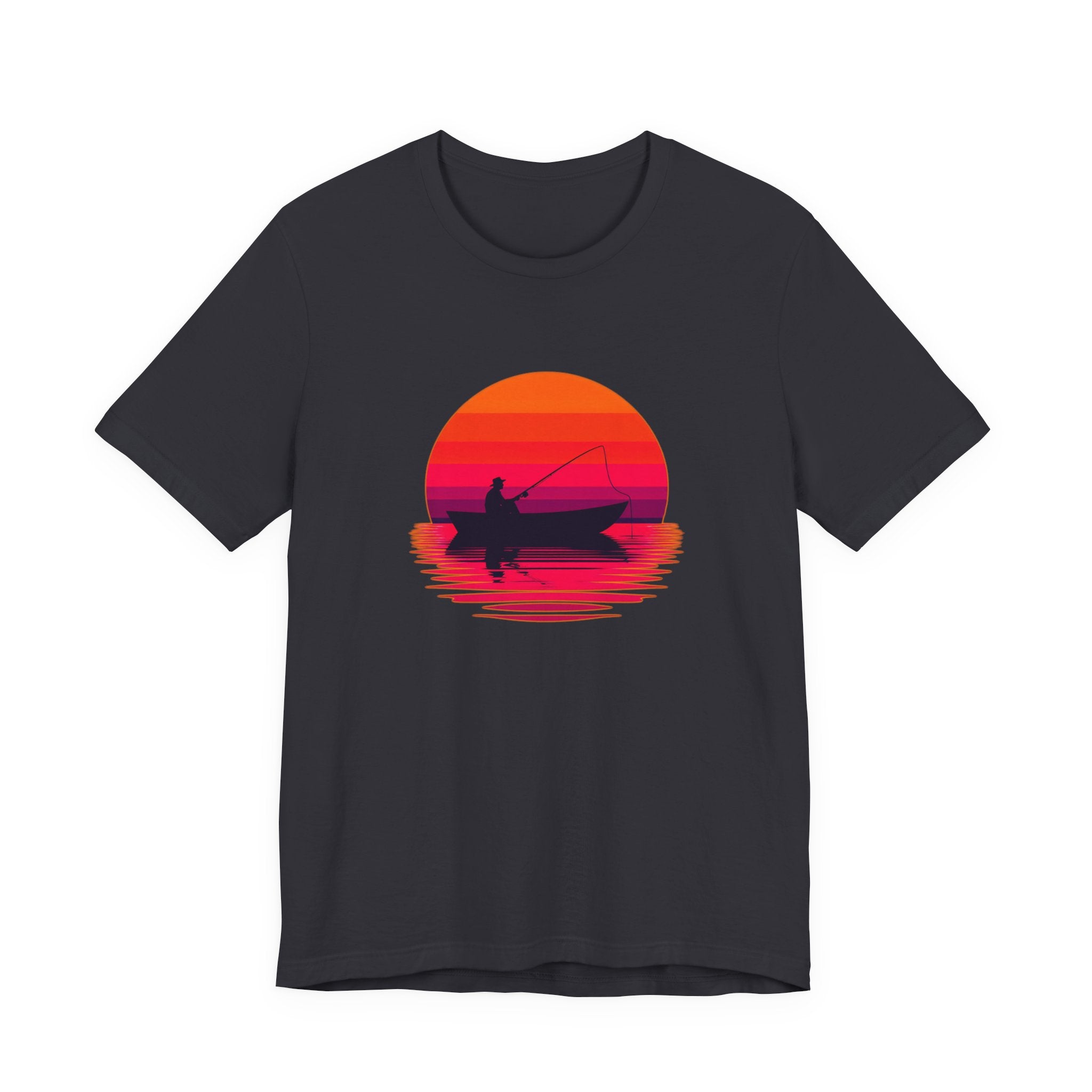 Fishing Sunset T‑Shirt — Retro Sunset Fisherman Boat Tee