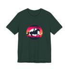 Woman Horse Riding Retro Sunset Tee