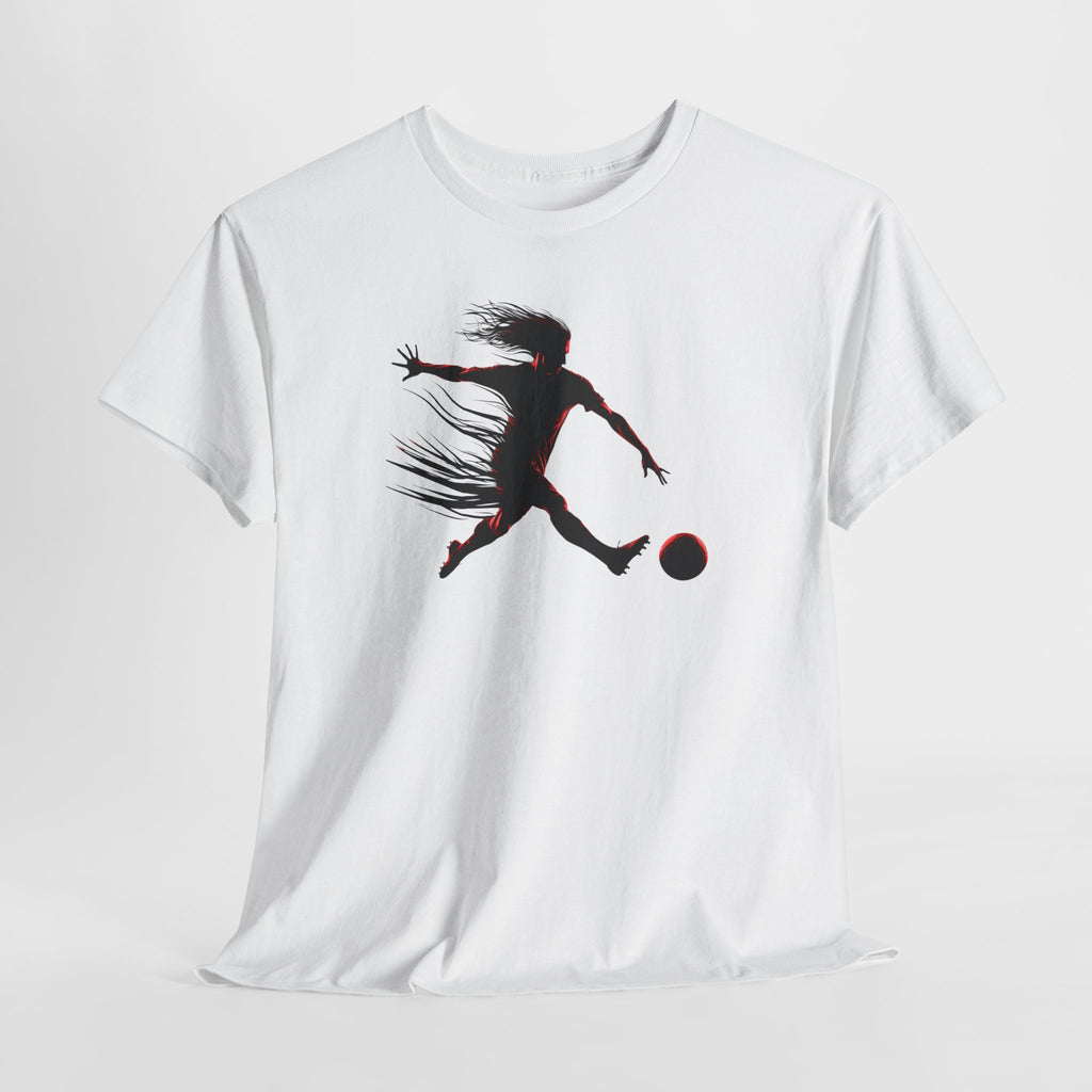 Soccer Player Silhouette T-Shirt — Dynamic Football Player Tee
